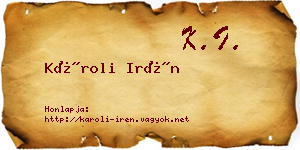Károli Irén névjegykártya